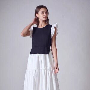 Mixed Media Sleeveless Maxi Dress